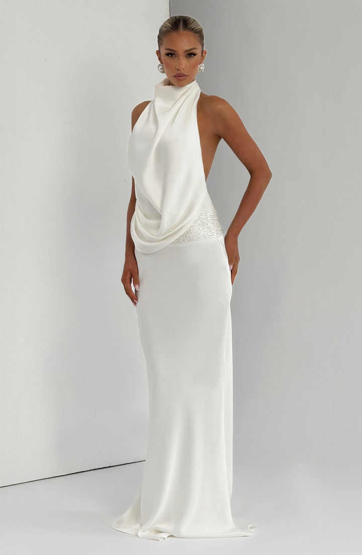 Kendra | Women's Satin Cowl Neck Maxi Dress
