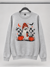 Women's Gray Ghost Coffee Halloween Graphic Sweatshirt