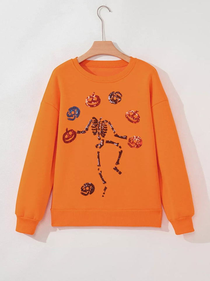 Women's Dancing Critters Sequin Halloween Crewneck Sweatshirt