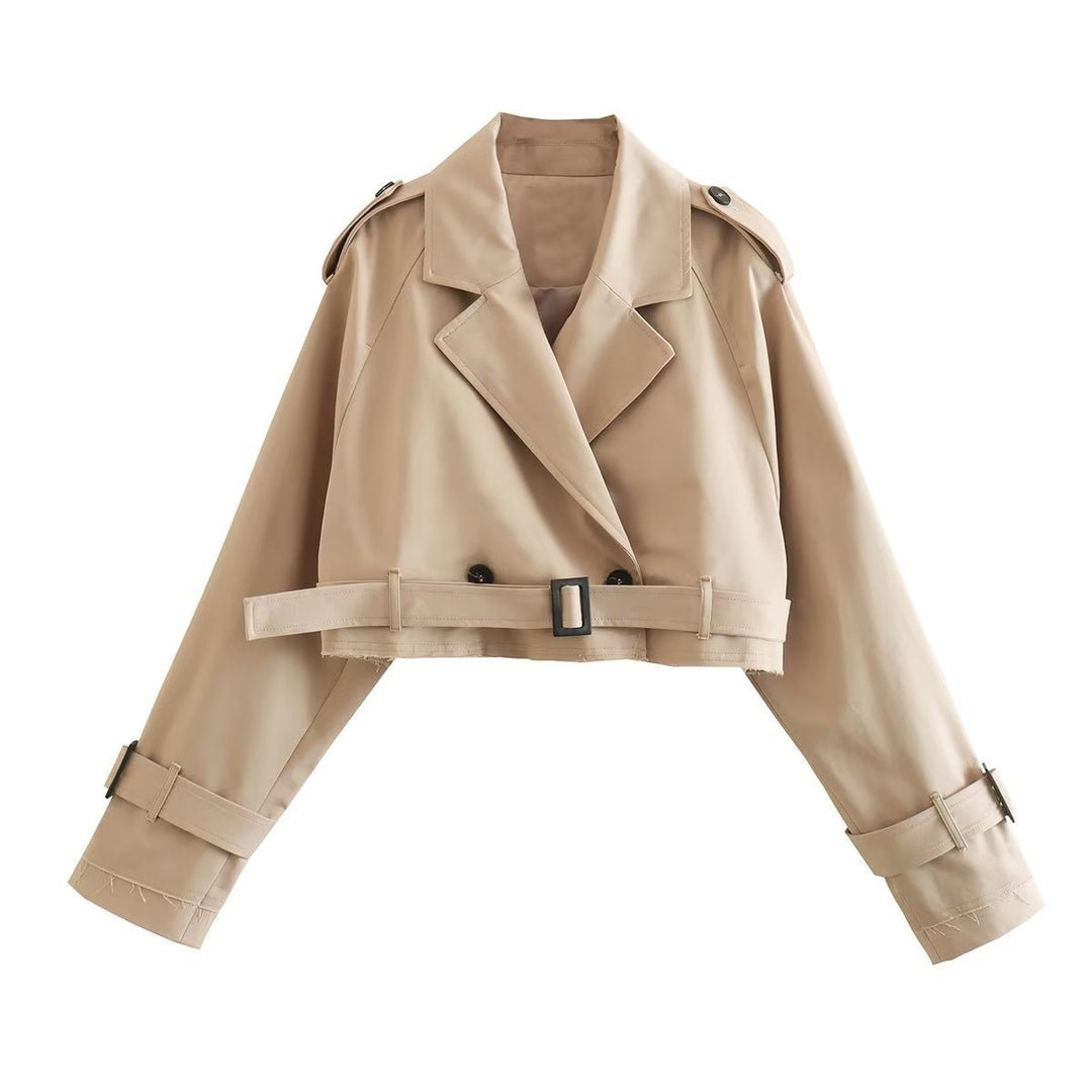 Virelle | Women's Cropped Double-Breasted Trench Jacket