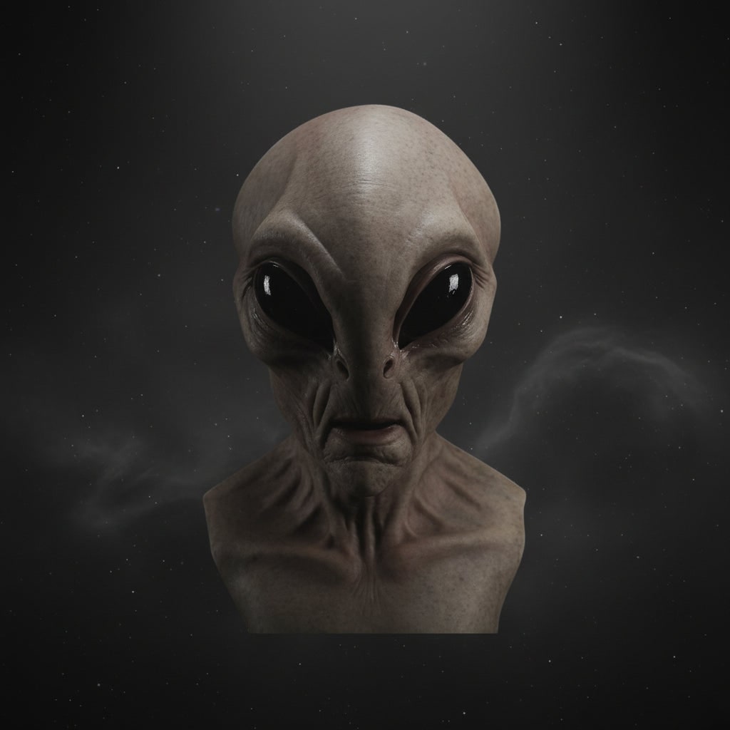 Halloween Alien Head Mask with Creepy Realistic Wrinkled Design for Costume Party