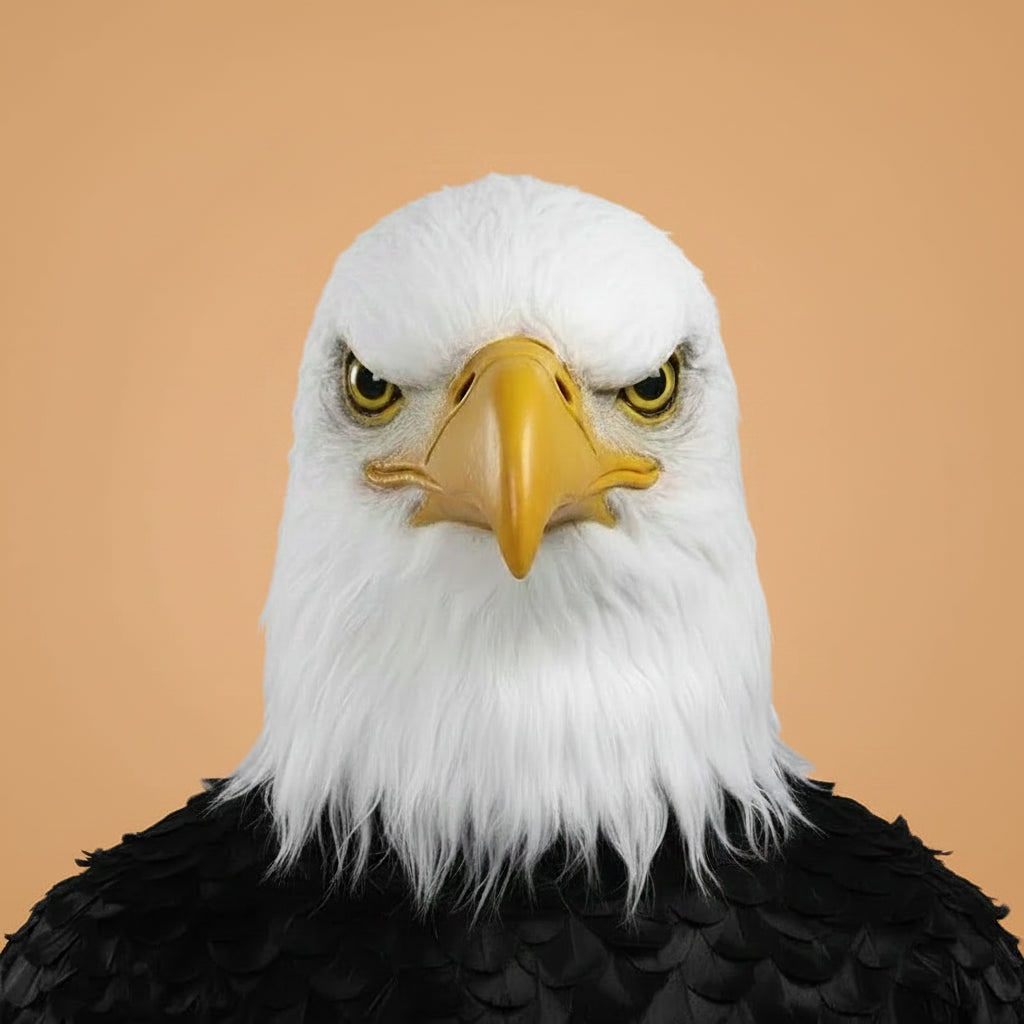 Halloween Eagle Costume Mask - Creepy Full Head Faux Fur Headwear