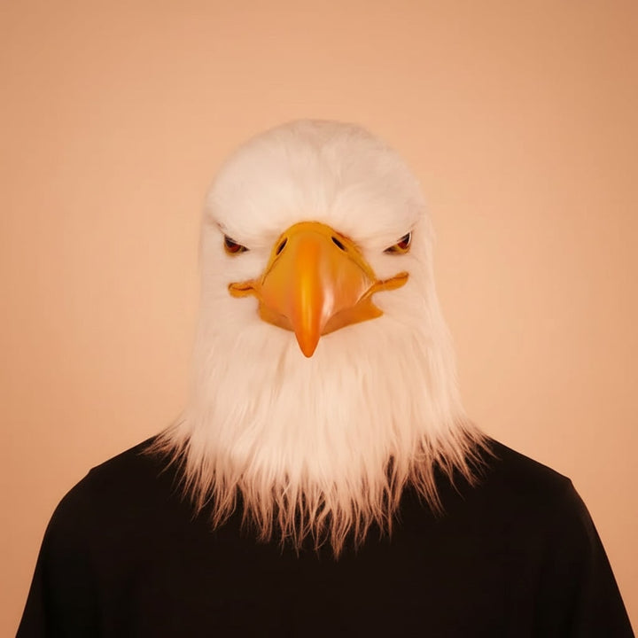 Halloween Eagle Costume Mask - Creepy Full Head Faux Fur Headwear