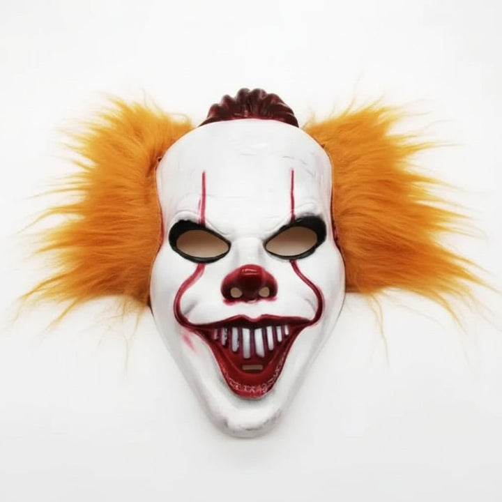 Scary Evil Clown Halloween Mask with Synthetic Hair for Halloween Costume Party