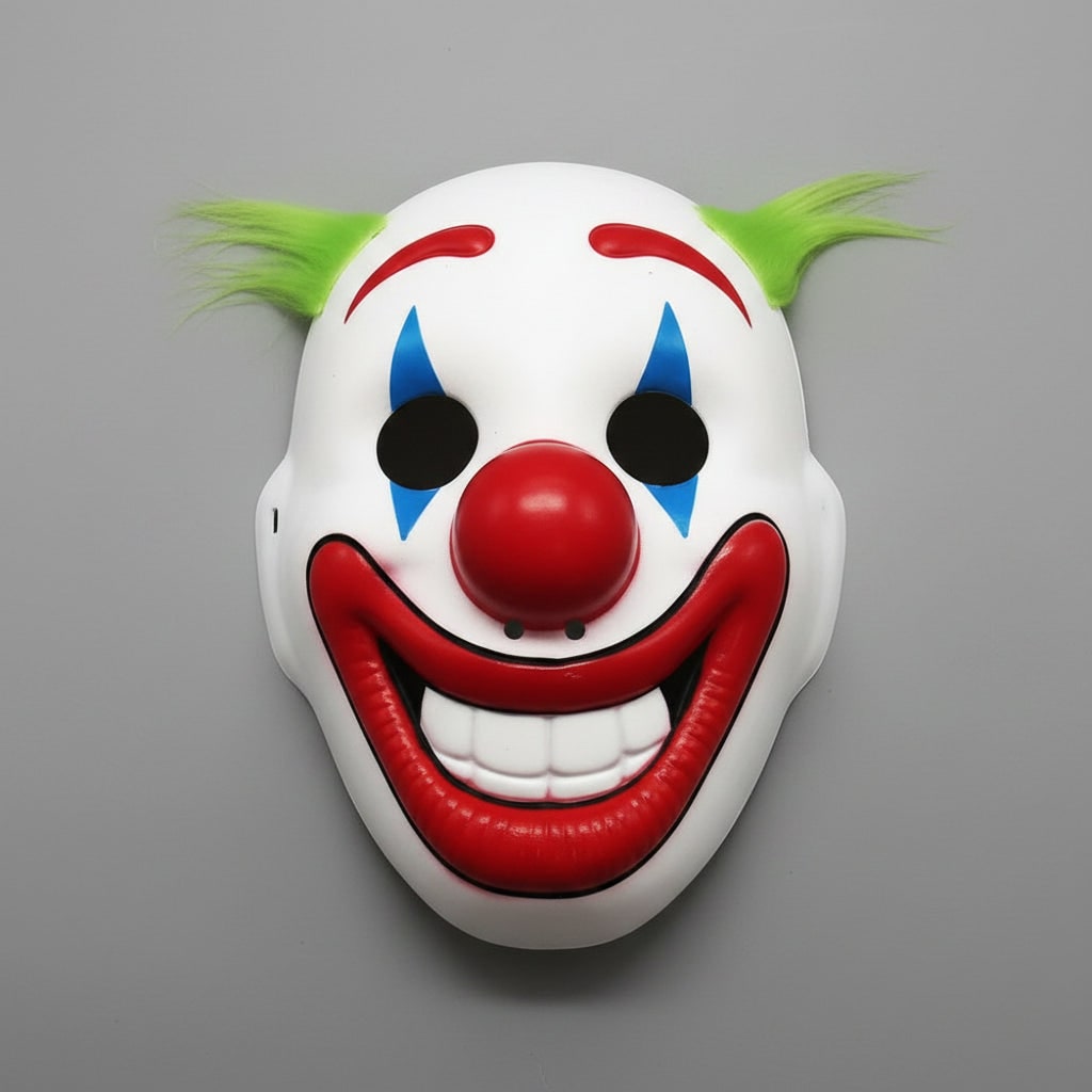 Scary Evil Clown Halloween Mask with Synthetic Hair for Halloween Costume Party