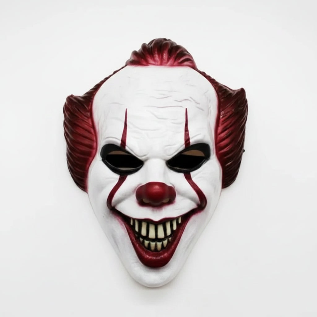 Scary Evil Clown Halloween Mask with Synthetic Hair for Halloween Costume Party