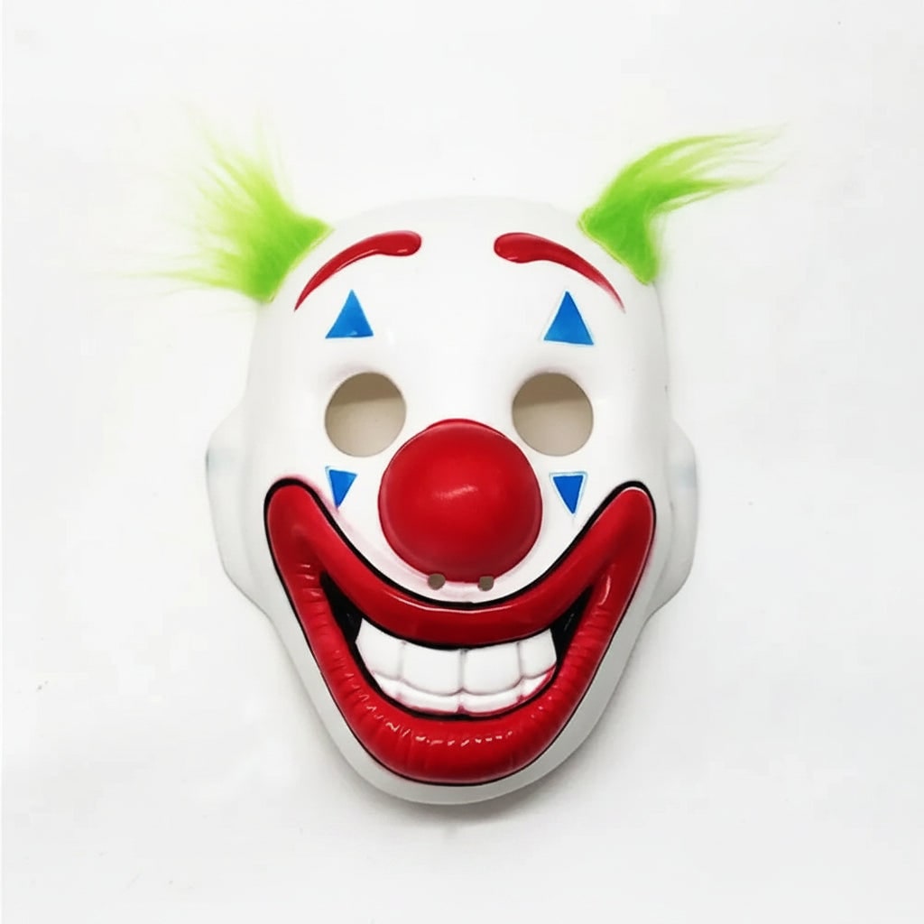 Scary Evil Clown Halloween Mask with Synthetic Hair for Halloween Costume Party