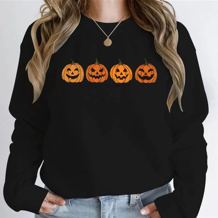 Women's Halloween Graphic Crewneck Sweatshirt & Jack-o-Lantern Pullover