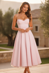 Tessa | Corset Spaghetti Strap Midi Wedding Guest Dress