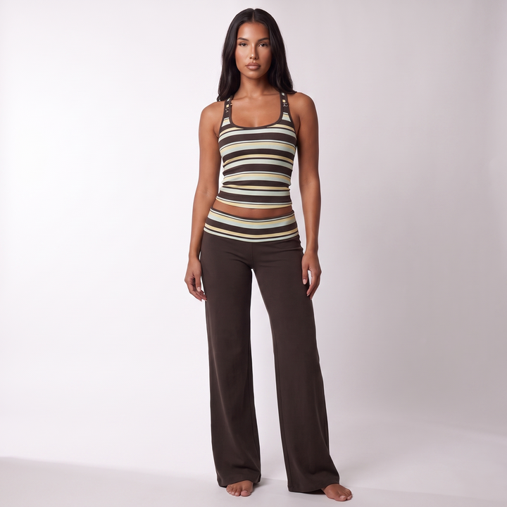 Blair Women's Striped Co-Ord Set – Sleeveless Top & Wide-Leg Pants