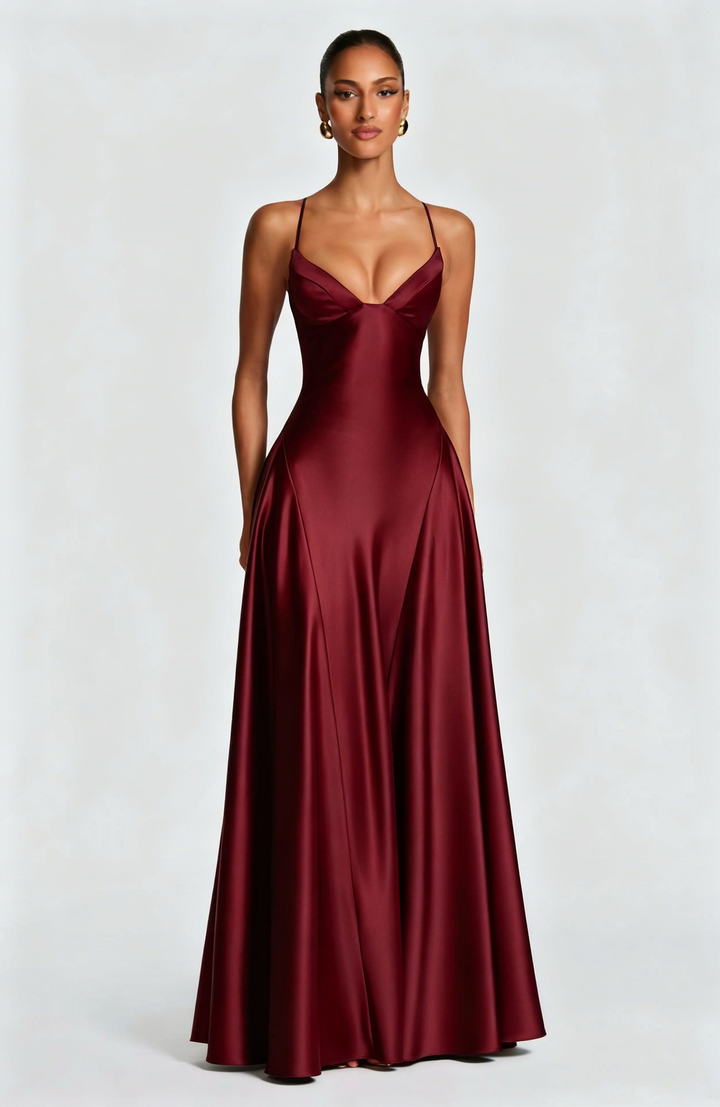 Beatrix | Women's Evening Satin Cupped Maxi Dress