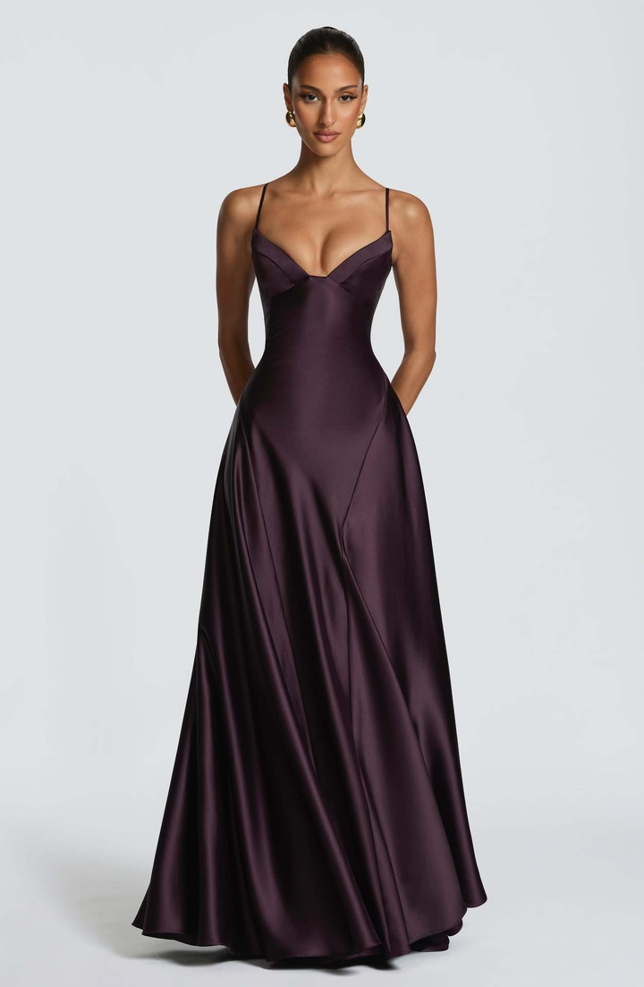 Beatrix | Women's Evening Satin Cupped Maxi Dress
