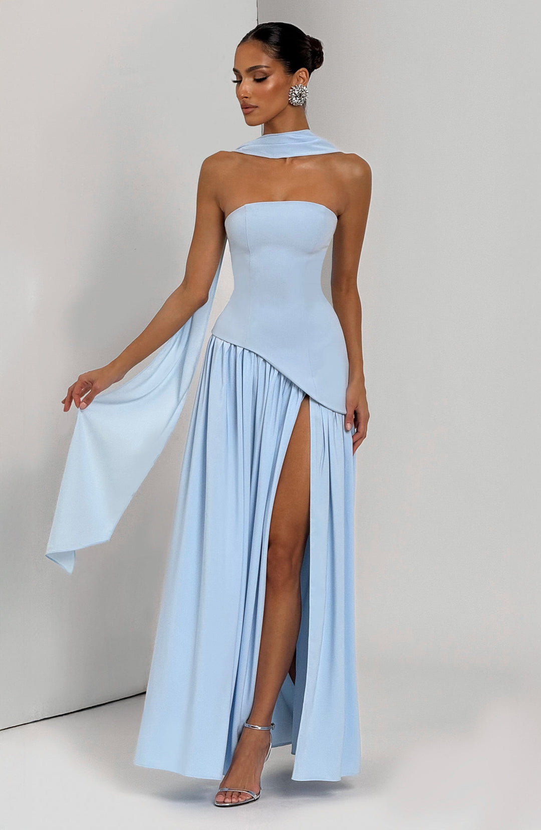 Nadia | Women's Evening Crepe Thigh Split Dress
