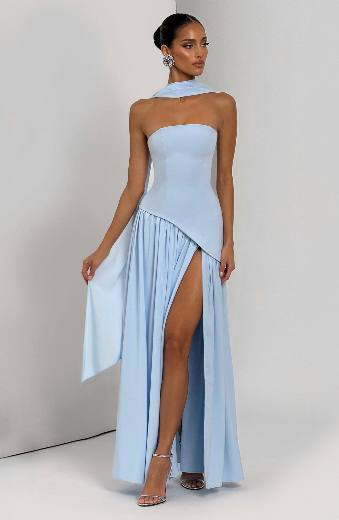 Nadia | Women's Evening Crepe Thigh Split Dress