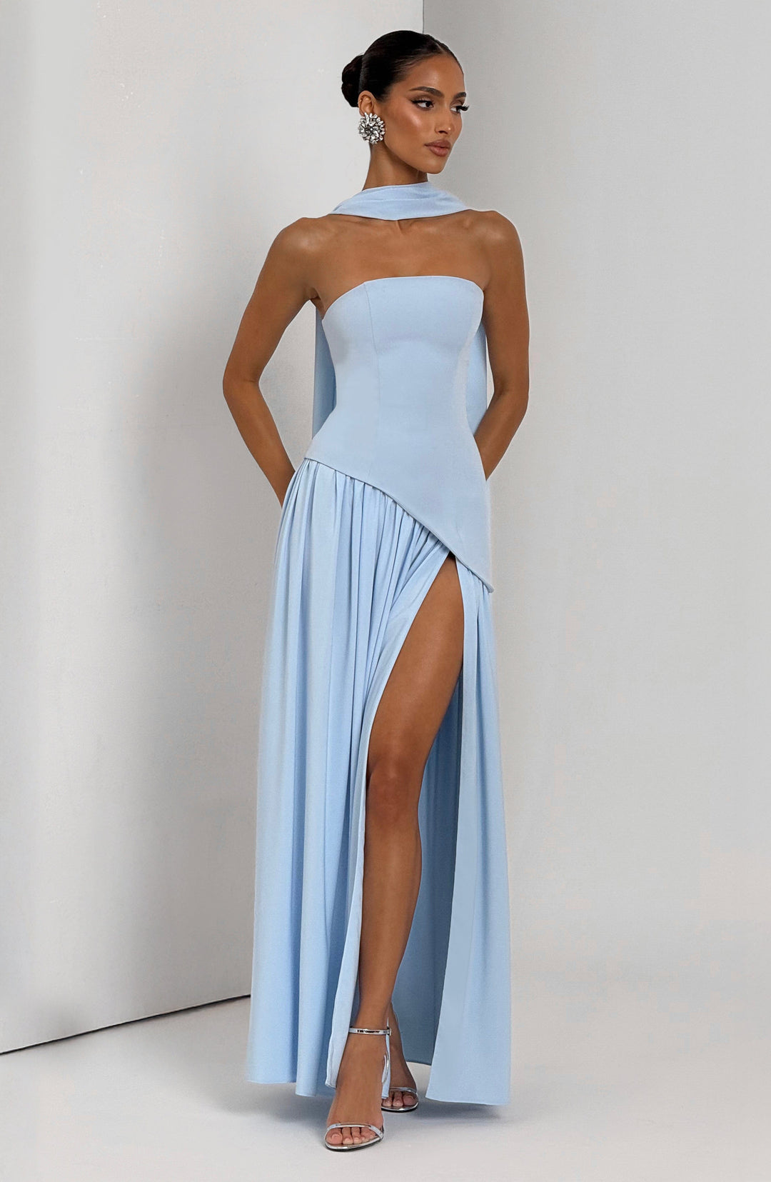 Nadia | Women's Evening Crepe Thigh Split Dress