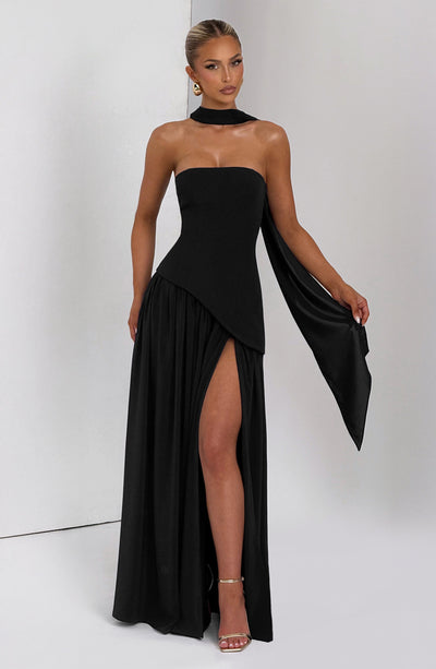 Nadia | Women's Evening Crepe Thigh Split Dress