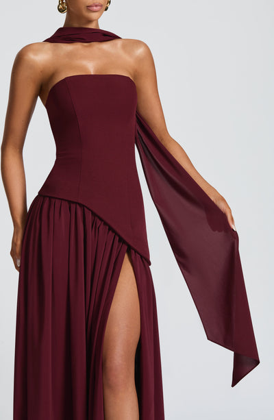 Nadia | Women's Evening Crepe Thigh Split Dress