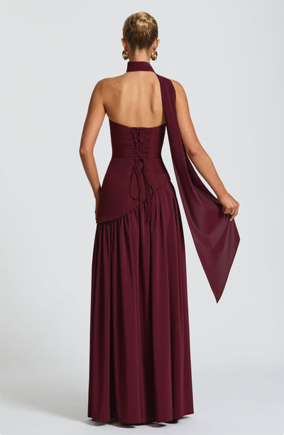 Nadia | Women's Evening Crepe Thigh Split Dress