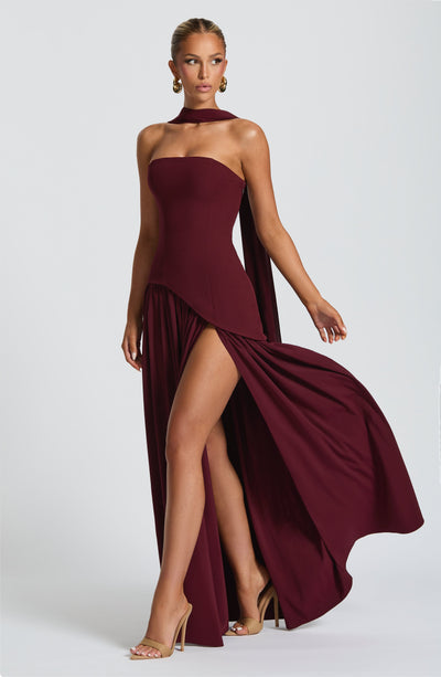 Nadia | Women's Evening Crepe Thigh Split Dress