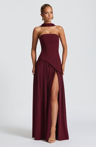 Nadia | Women's Evening Crepe Thigh Split Dress