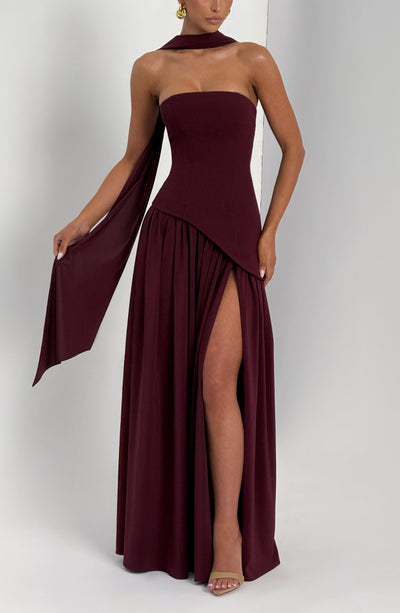 Nadia | Women's Evening Crepe Thigh Split Dress
