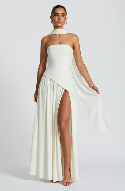 Nadia | Women's Evening Crepe Thigh Split Dress