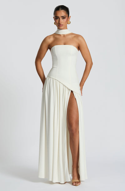Nadia | Women's Evening Crepe Thigh Split Dress