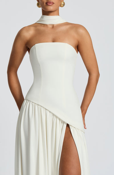 Nadia | Women's Evening Crepe Thigh Split Dress