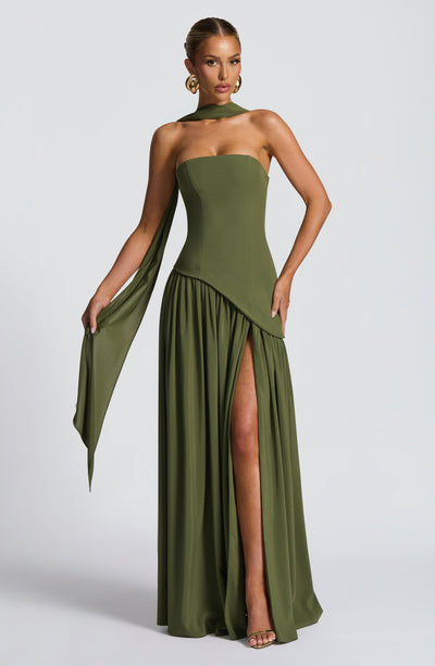 Nadia | Women's Evening Crepe Thigh Split Dress