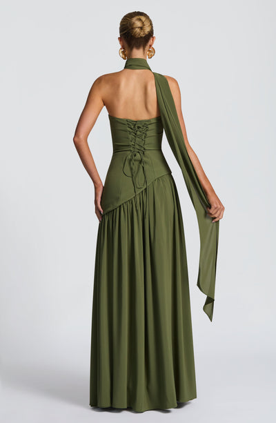 Nadia | Women's Evening Crepe Thigh Split Dress