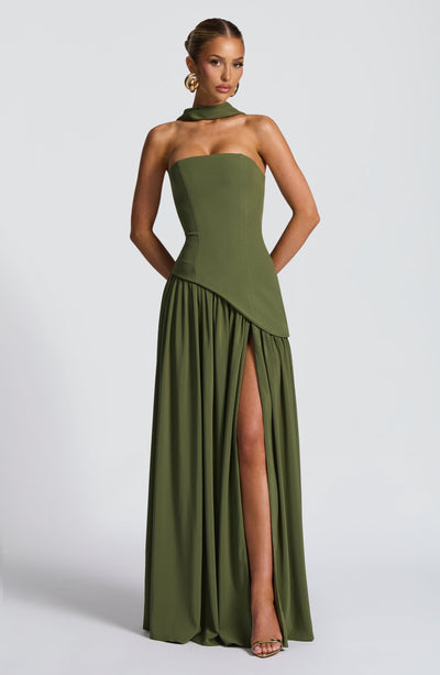 Nadia | Women's Evening Crepe Thigh Split Dress