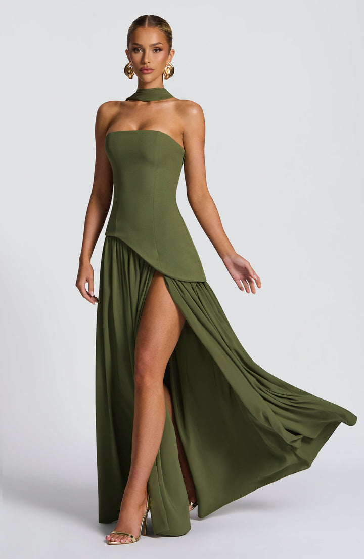 Nadia | Women's Evening Crepe Thigh Split Dress