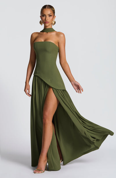 Nadia | Women's Evening Crepe Thigh Split Dress