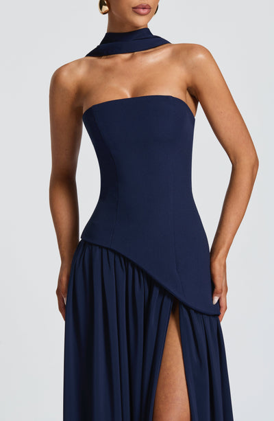 Nadia | Women's Evening Crepe Thigh Split Dress