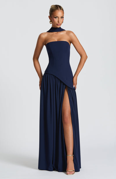 Nadia | Women's Evening Crepe Thigh Split Dress