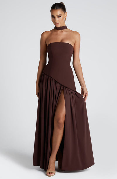 Nadia | Women's Evening Crepe Thigh Split Dress