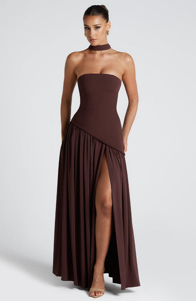 Nadia | Women's Evening Crepe Thigh Split Dress