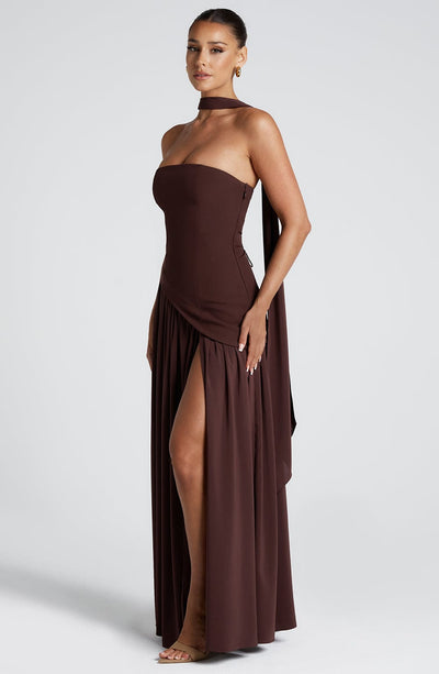 Nadia | Women's Evening Crepe Thigh Split Dress