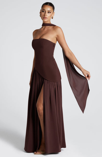 Nadia | Women's Evening Crepe Thigh Split Dress