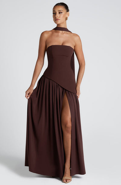 Nadia | Women's Evening Crepe Thigh Split Dress