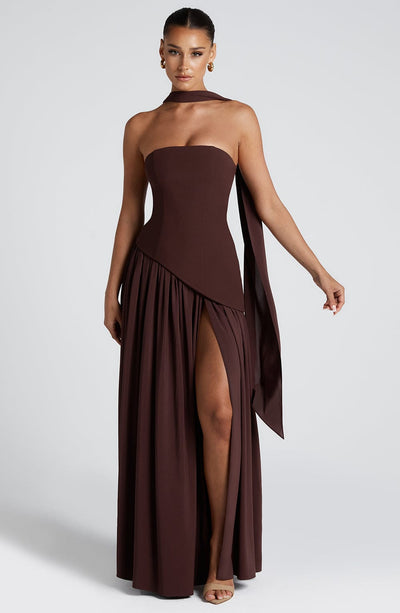 Nadia | Women's Evening Crepe Thigh Split Dress
