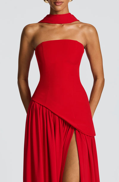 Nadia | Women's Evening Crepe Thigh Split Dress