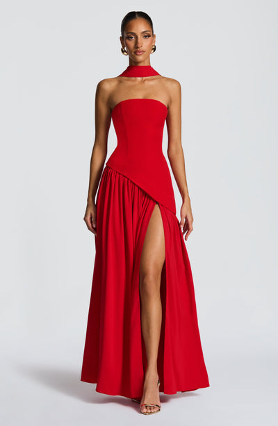 Nadia | Women's Evening Crepe Thigh Split Dress