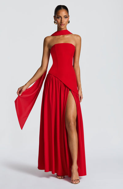 Nadia | Women's Evening Crepe Thigh Split Dress