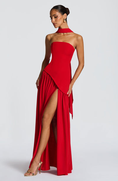 Nadia | Women's Evening Crepe Thigh Split Dress