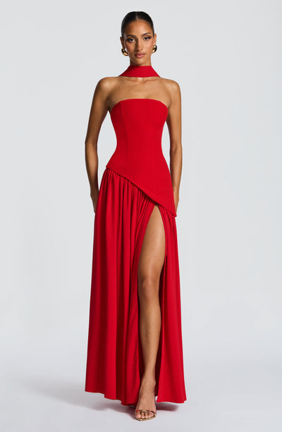 Nadia | Women's Evening Crepe Thigh Split Dress