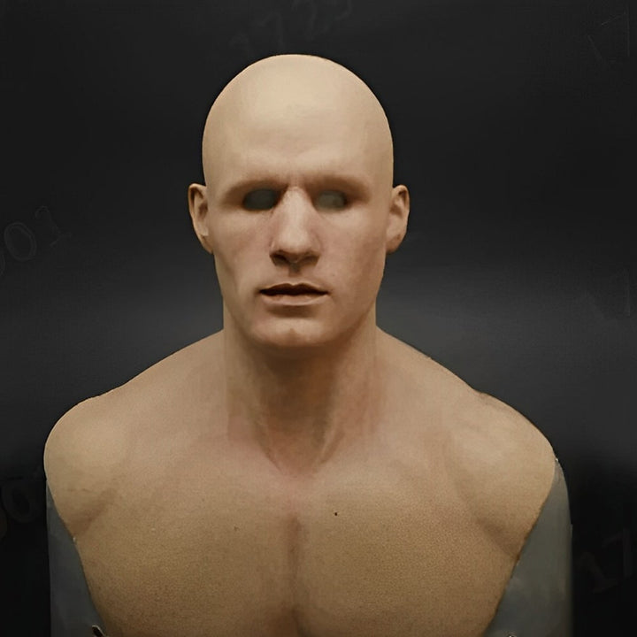Men's Halloween Silicone Old Man Mask with Faux Hair for Costume Party