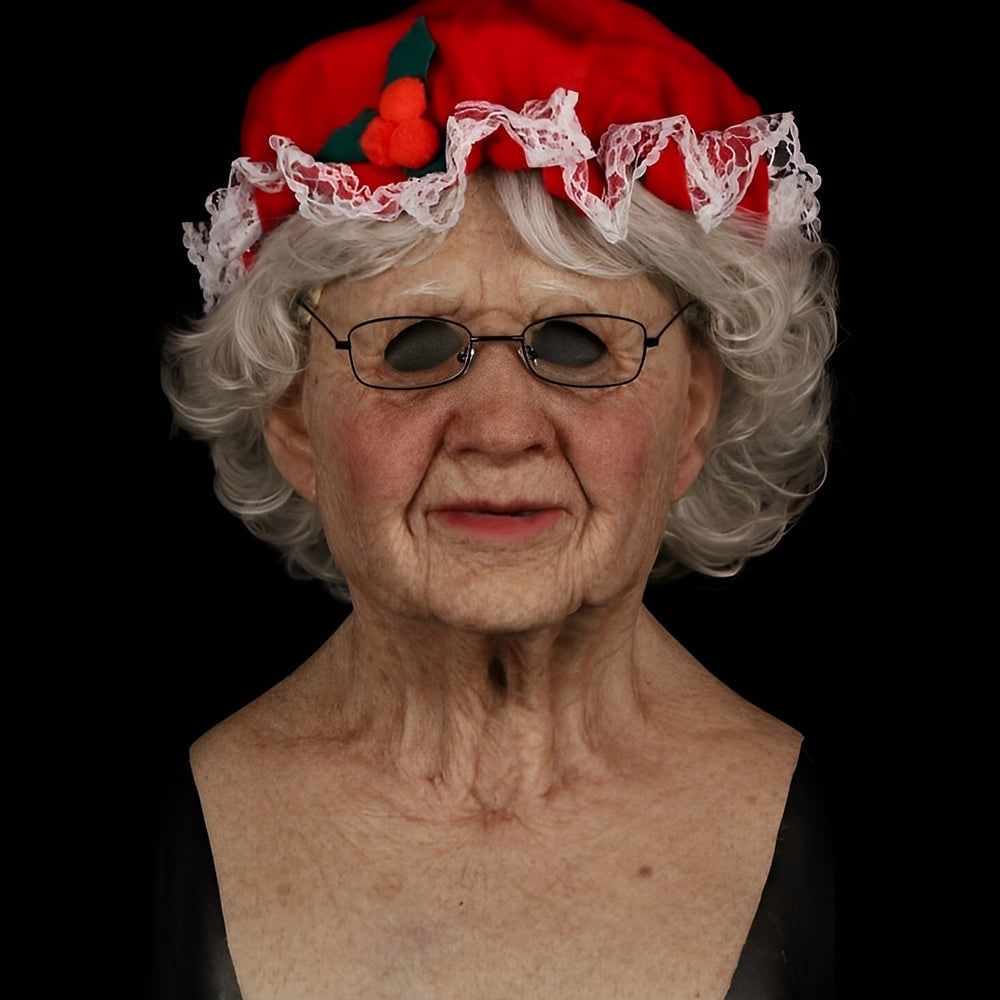 Men's Halloween Silicone Old Man Mask with Faux Hair for Costume Party