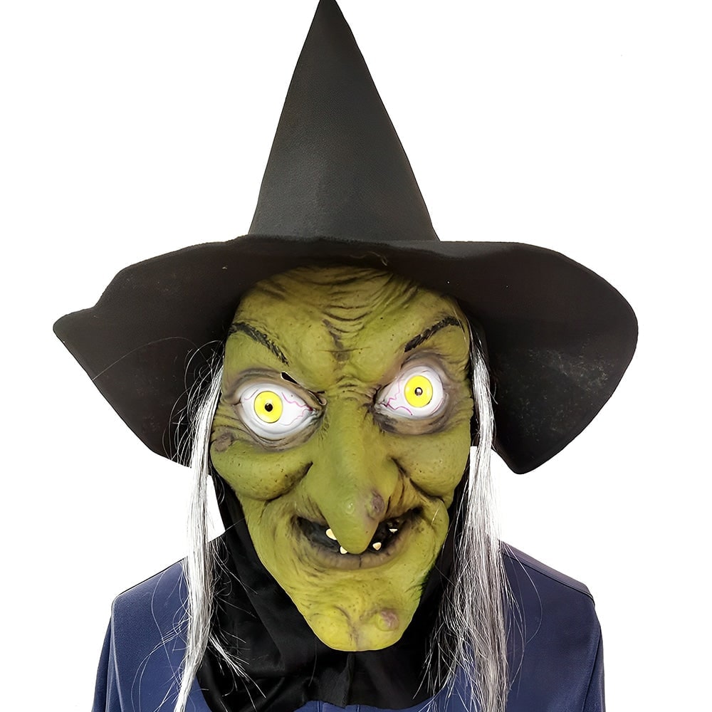 Men's Halloween Silicone Old Man Mask with Faux Hair for Costume Party