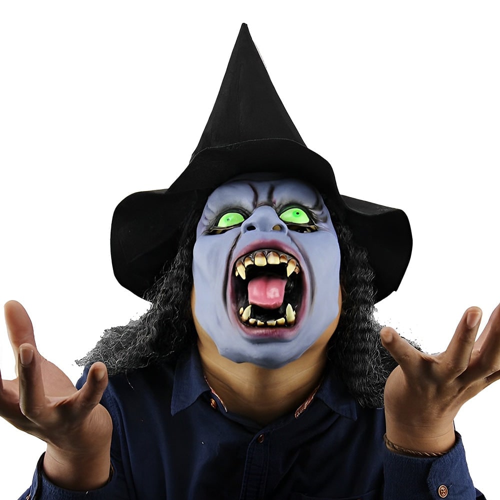 Men's Halloween Silicone Old Man Mask with Faux Hair for Costume Party